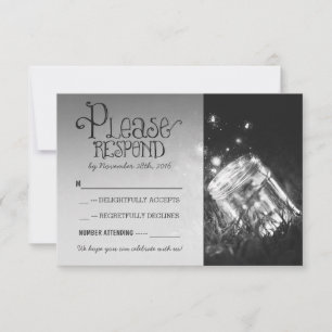 fireflies mason jar rustic garden wedding RSVP