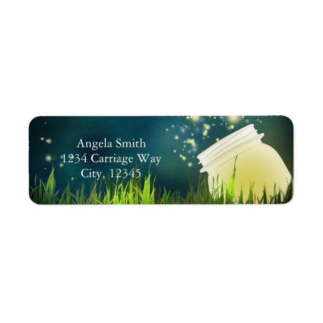 Fireflies + Mason Jar Rustic Night Address Labels (Front)