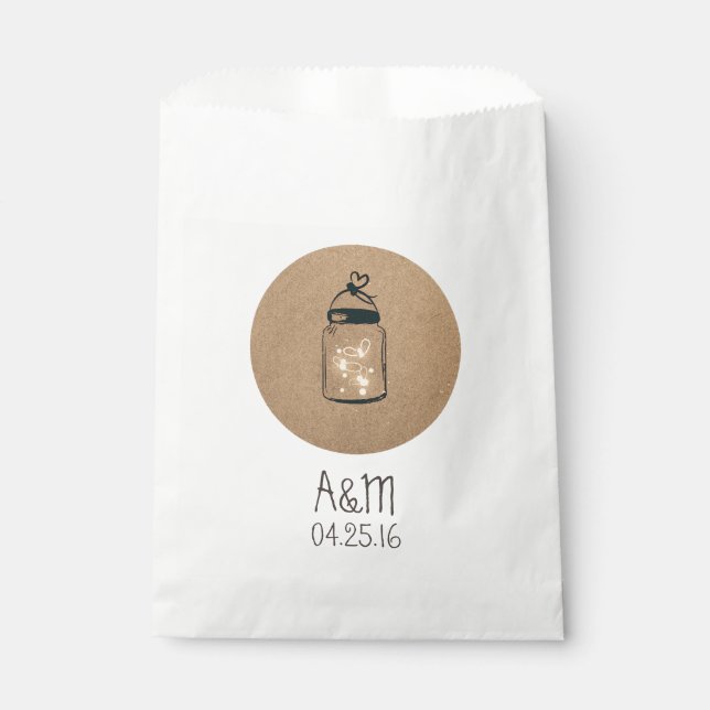 Fireflies Mason Jar Rustic Wedding Favour Bags (Front)