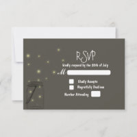 Fireflies Mason Jar Rustic Wedding RSVP invitation