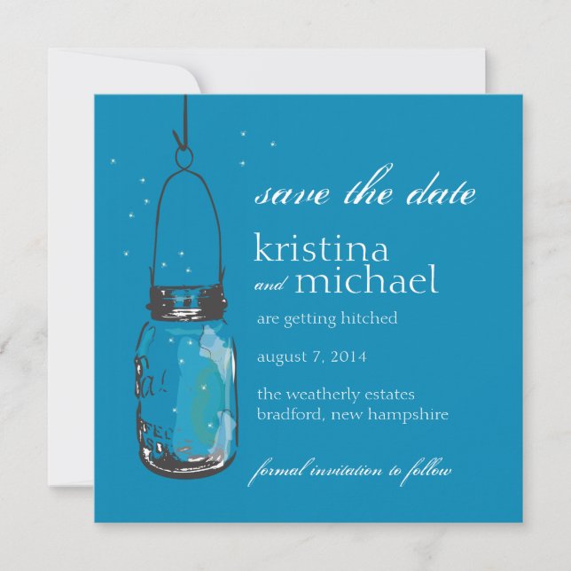 Fireflies & Mason Jar Save the Date (Front)