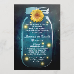 Fireflies & Rustic Mason Jar Whimsical Anniversary Invitation