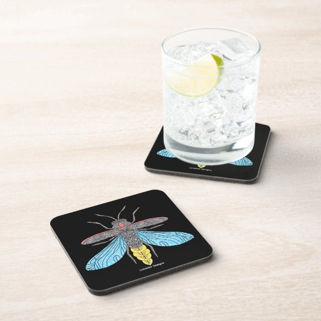 Firefly (black) - Plastic Coaster (Right Side)