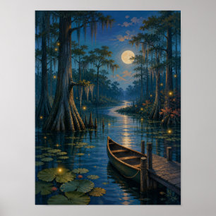 Firefly Cypress Bayou Moonlight 12x16 Poster