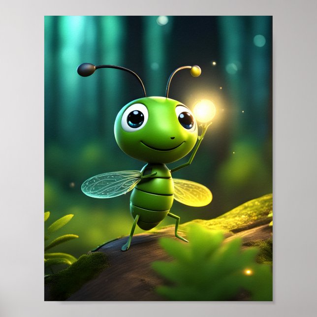  "Firefly Dreams: Glowing Wall Poster for Kids" (Front)