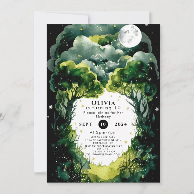 Firefly Fantasy Woodland Birthday Invitation (Front)