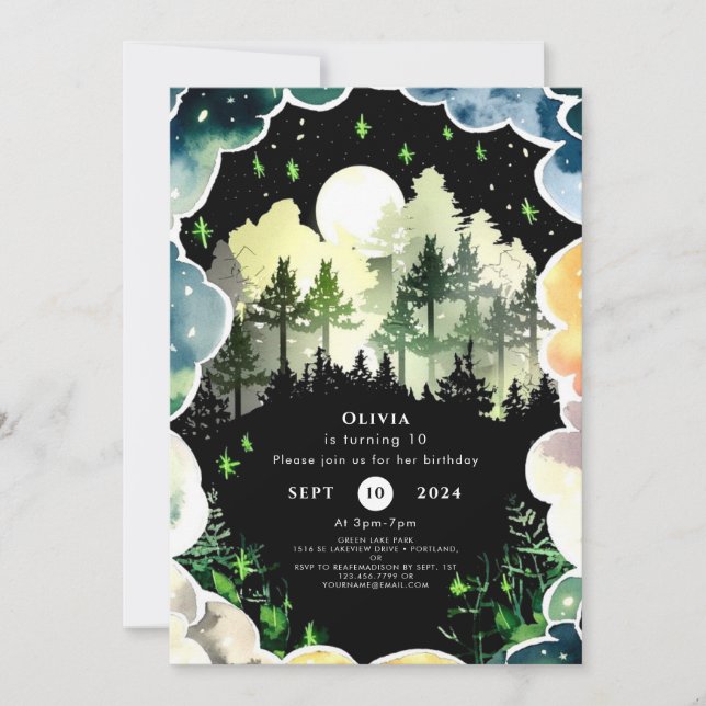 Firefly Forest Woodland Birthday Invitation (Front)