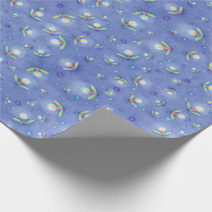 Firefly Insect Blue Pattern Wrapping Paper