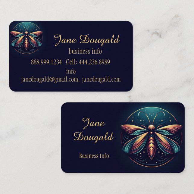 Firefly Lightning Bug Logo Custom Professional Business Card (Front/Back)