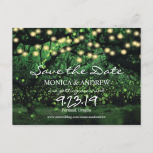 Firefly Lights Forest Save the Date Postcard