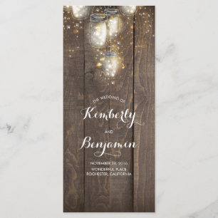 Firefly Lights Mason Jars Rustic Wedding Programs Programme