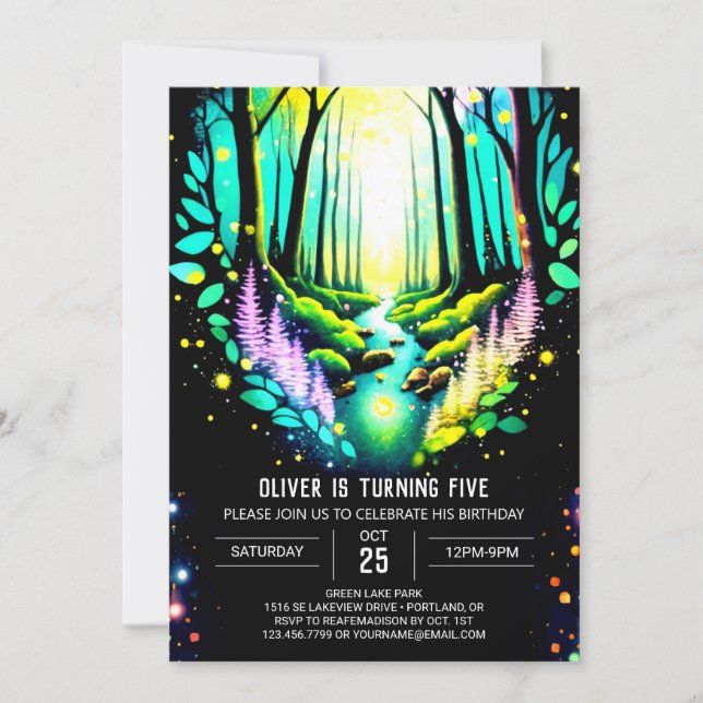 Firefly Magic Enchanted Woods Birthday Invitation (Front)