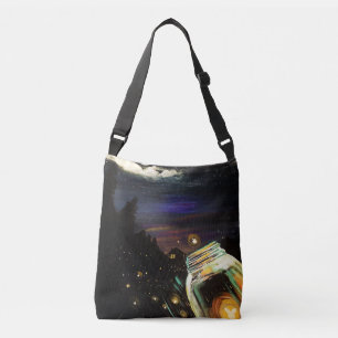 Firefly Mason Jar Moonlit Cottage Woodland Night Crossbody Bag