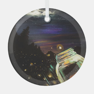Firefly Mason Jar Moonlit Cottage Woodland Night Glass Tree Decoration