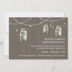 Firefly Mason Jar Rustic Country Night Weddings Invitation