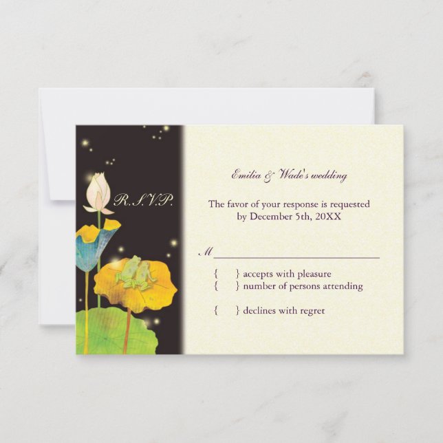 Firefly Night Cute Romantic Wedding RSVP Card (Front)