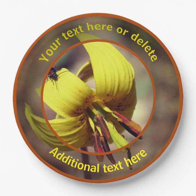 Firefly On Trout Lily Flower Personalised Party Paper Plate (Front)