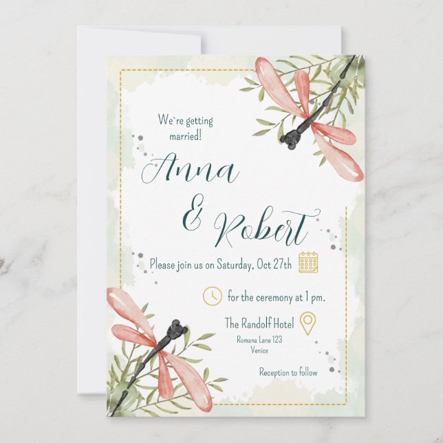 Firefly Watercolour Wedding Invitation (Front)