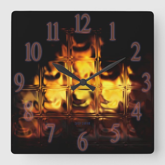 FireGlass Square Wall Clock (Front)