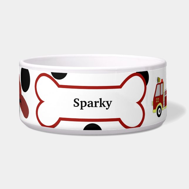 Firehouse Dog Custom Pet Dog Food Bowl (Front)