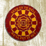 Firehouse Fire Station Fireman Dartboard and Darts<br><div class="desc">The perfect game item for the crew at the fire station! As shown for Fire Station #7 with one of our favourite firefighter slogans... Send us to hell, we'll put it out! But text is fully customisable. Just click the personalise button to easily change to a phrase of your own...</div>