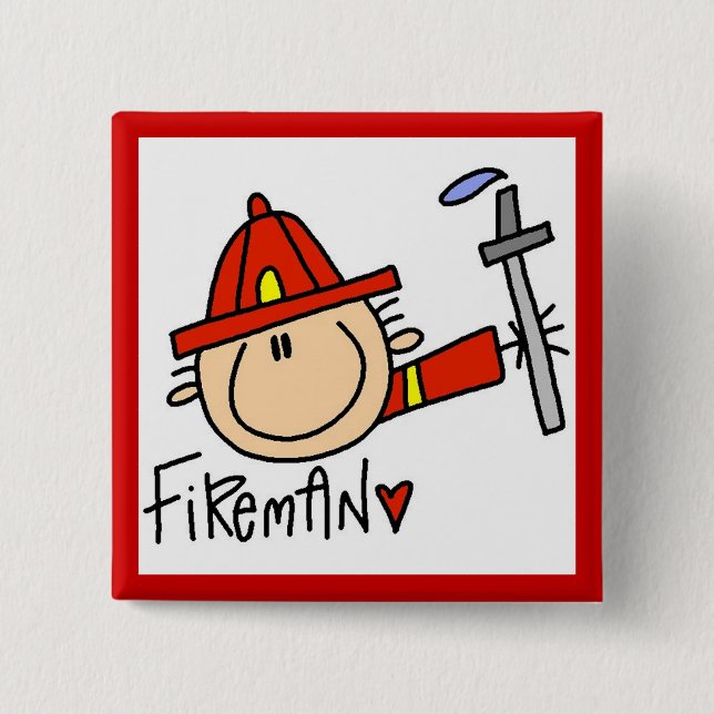 Fireman 15 Cm Square Badge (Front)