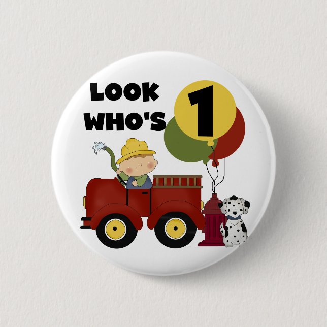 Fireman 1st Birthday Tshirts and Gifts 6 Cm Round Badge (Front)