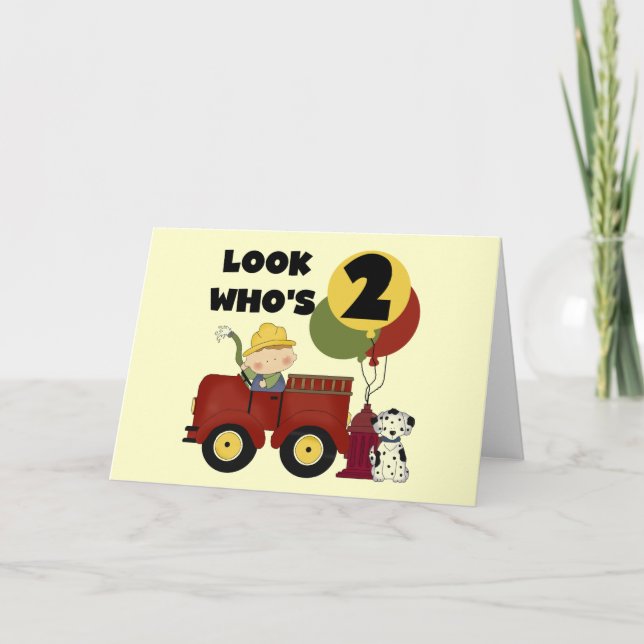 Fireman 2nd Birthday Tshirts and Gifts Card (Front)