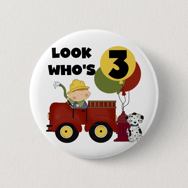Fireman 3rd Birthday T-shirts and Gifts 6 Cm Round Badge (Front)