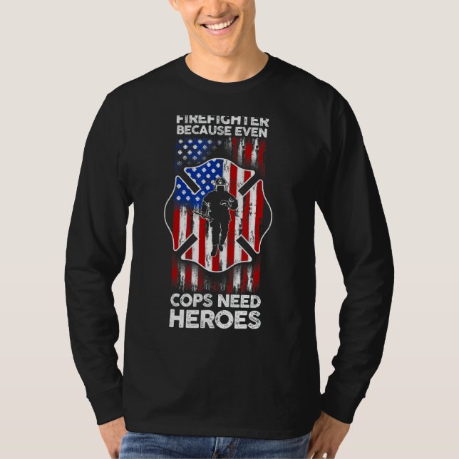 Fireman American Flag Firefighter T-Shirt (Front)