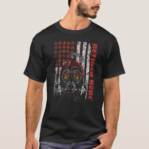 Fireman American Flag Gasmask Firefighter Retired T-Shirt