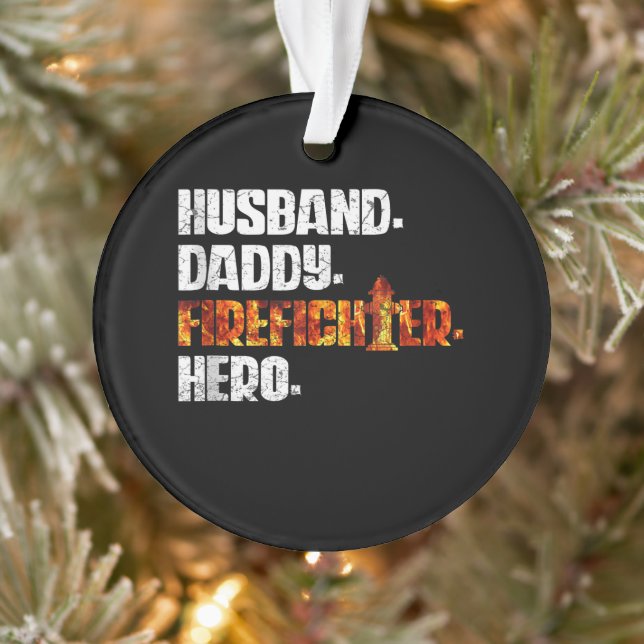 Fireman American Flag Red Line US Firefighter Dad Ornament (Tree)