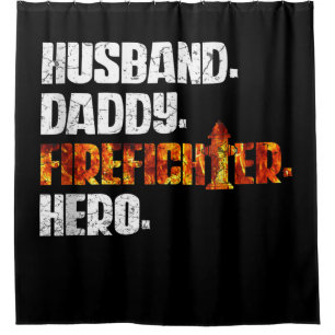 Fireman American Flag Red Line US Firefighter Dad Shower Curtain