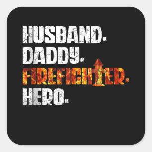 Fireman American Flag Red Line US Firefighter Dad Square Sticker
