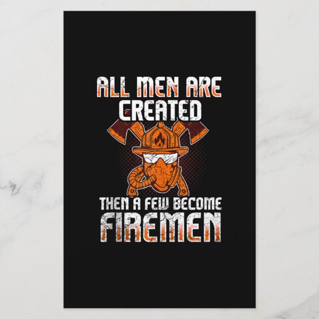 Fireman American Flag Red Line US Firefighter Dad Stationery (Front)