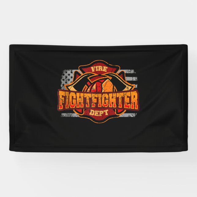 Fireman American Flag Red Line US Firefighter Gift Banner (Horizontal)