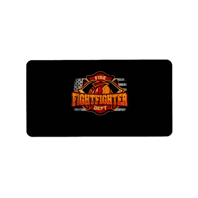 Fireman American Flag Red Line US Firefighter Gift Label (Front)