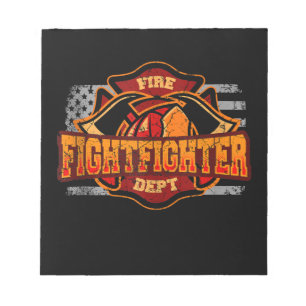 Fireman American Flag Red Line US Firefighter Gift Notepad