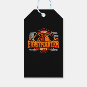 Fireman American Flag Red Line US Firefighter Gift Tags