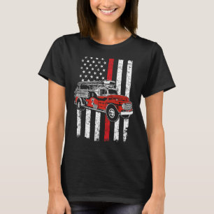 Fireman American Flag Red Line US Firefighter T-Shirt