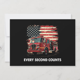 Fireman American Flag Thin Red Line Firefighter Invitation