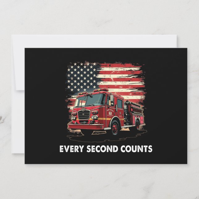 Fireman American Flag Thin Red Line Firefighter Invitation (Front)