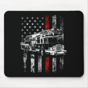 Fireman American Flag Thin Red Line Firefighter Mouse Mat