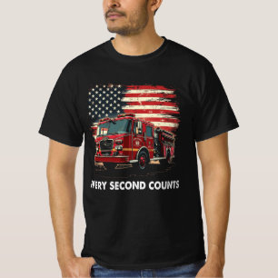 Fireman American Flag Thin Red Line Firefighter T-Shirt