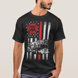 Fireman American Flag Thin Red Line Graphics Firef T-Shirt