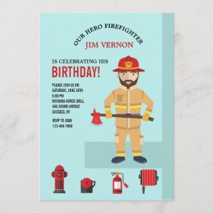 Fireman and Equipment Invitation