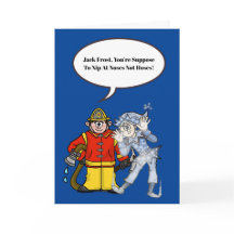 Fireman and Jack Frost Christmas Card