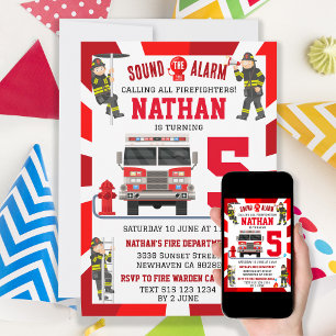Fireman Birthday Fire Truck Party Invitation