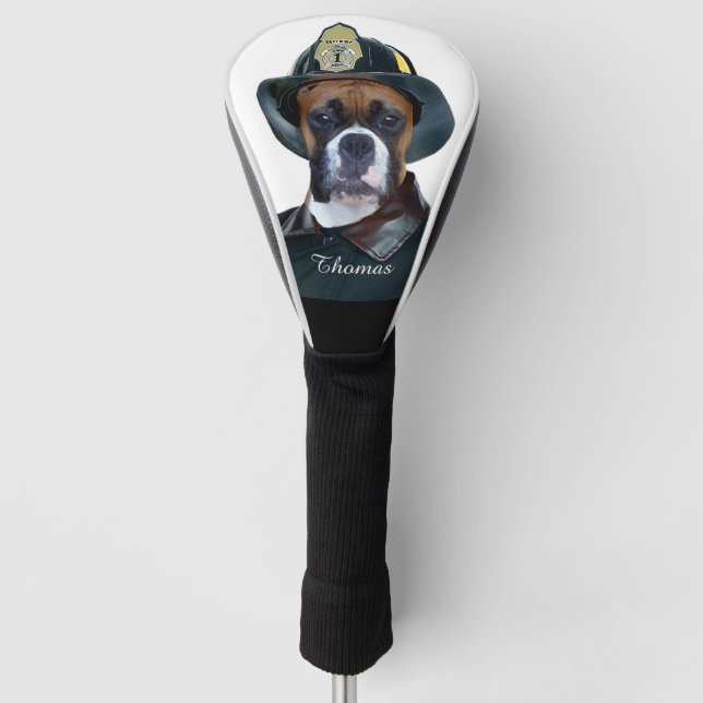 Fireman boxer dog golf head cover (Front)