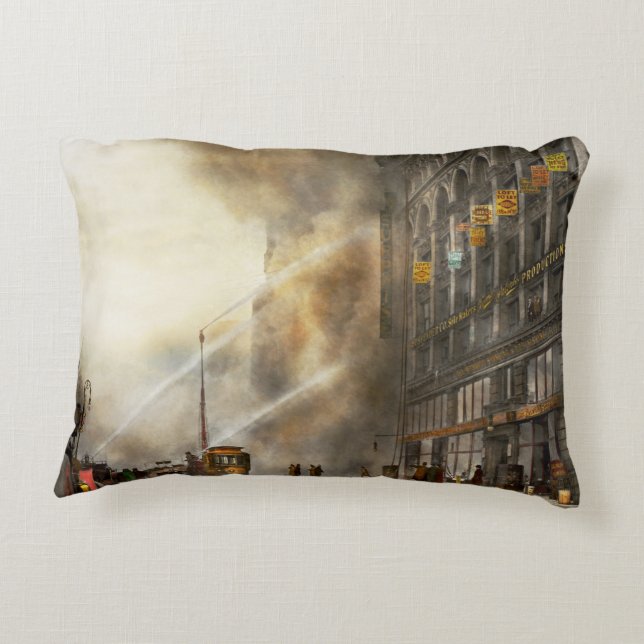 Fireman - Brooklyn NY - Surprise 1909 Decorative Cushion (Back)